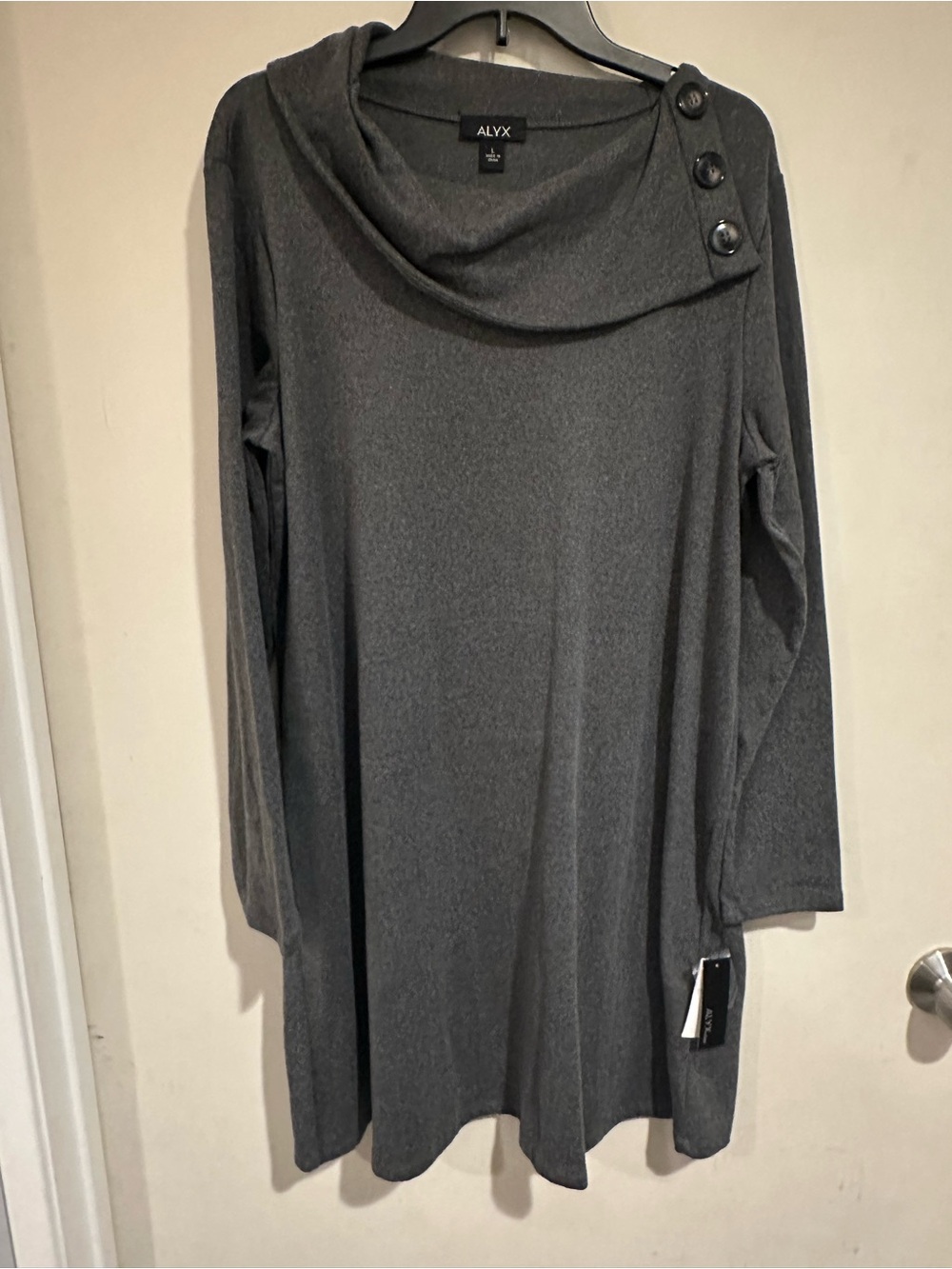 ALYX Charcoal Gray Cowl Neck Button Sweater